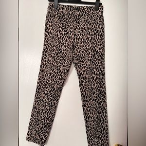 Banana Republic MODERN SLOAN Bi-Stretch Ankle Pant Animal Print Size 0 Tan Black